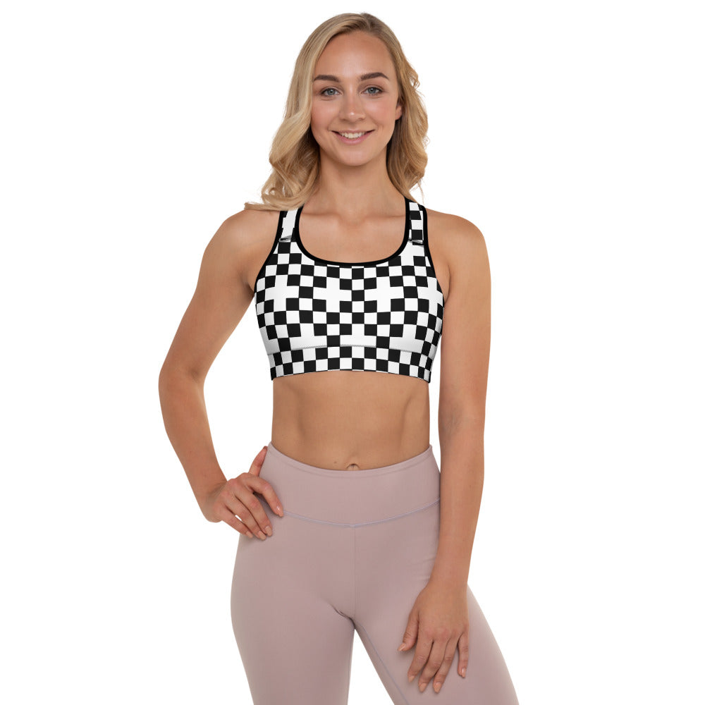 Alpha Checkered Padded Sports Bra
